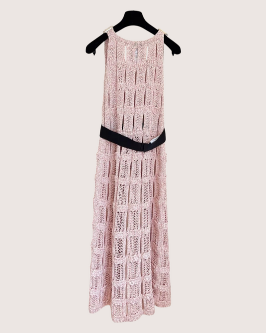 Chanel 25S Openwork Belted Dress - Pink, Black, view 2