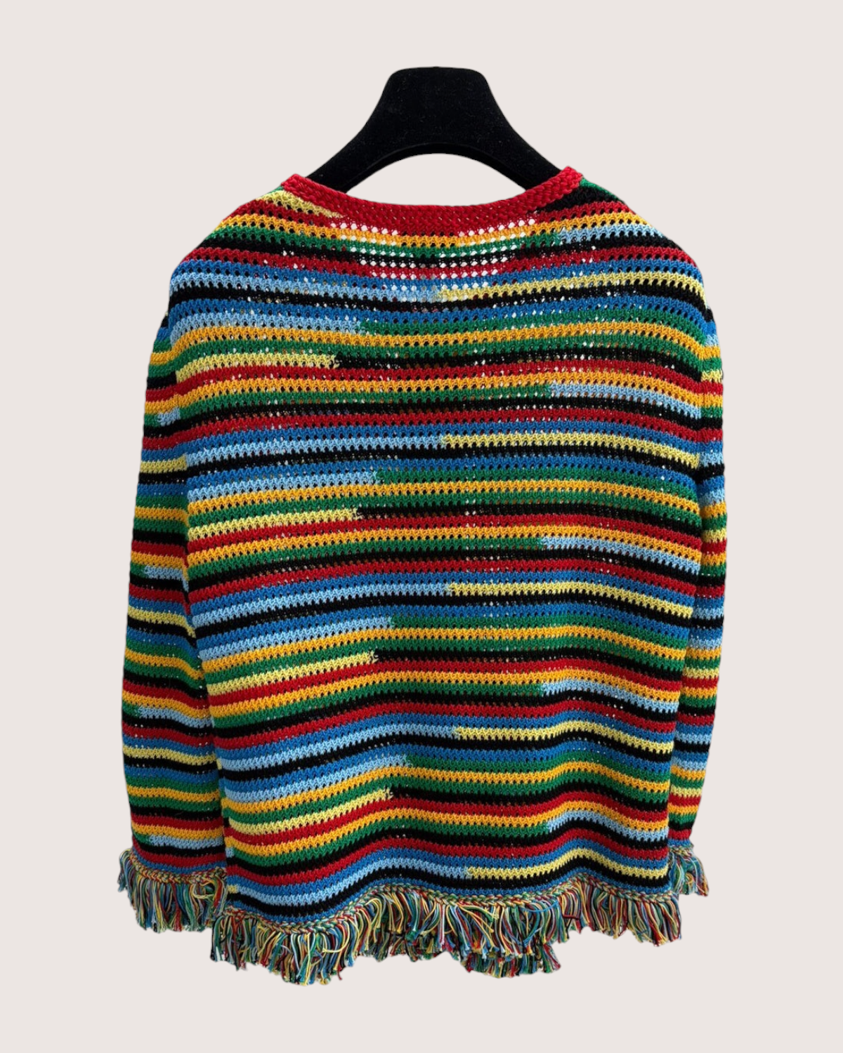 Chanel 26M Coco Beach Striped Crochet Cardigan Red, Blue, Multicolor FR 38