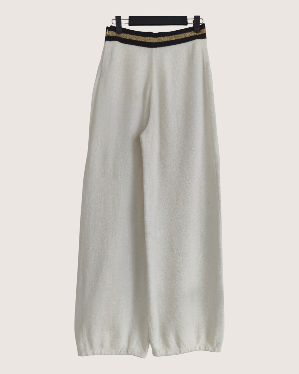 Chanel 19C Contrast-Trim Trousers White, Black FR 36