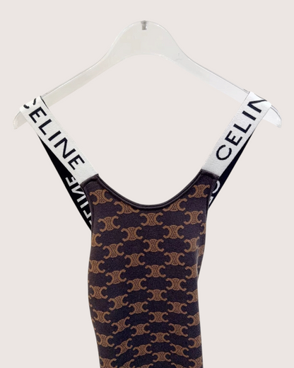 Celine Logo Maxi Dress Brown, Black FR 38