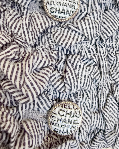 Chanel 24P Striped Ruffle Vest Grey, White FR 36