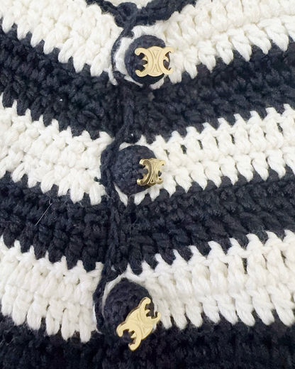 Celine Striped Mini Skirt Navy, White FR 38