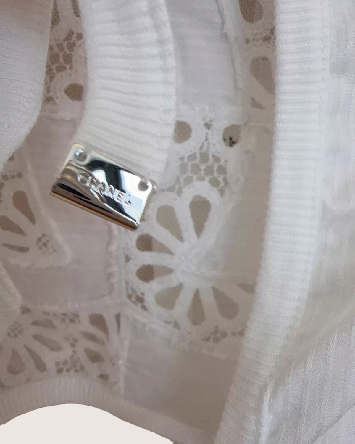 Chanel 25C CC Logo Long-Sleeve Crop Top