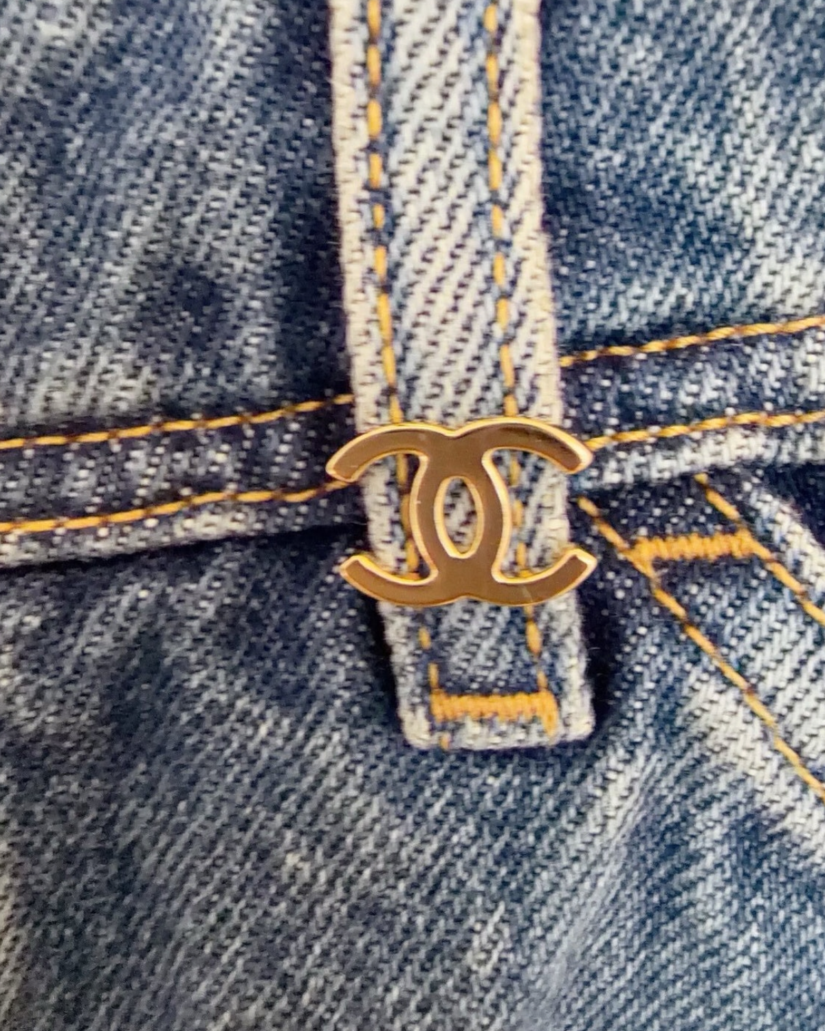 Chanel 26B CC-Embroidered Straight Denim Jeans Blue FR 38