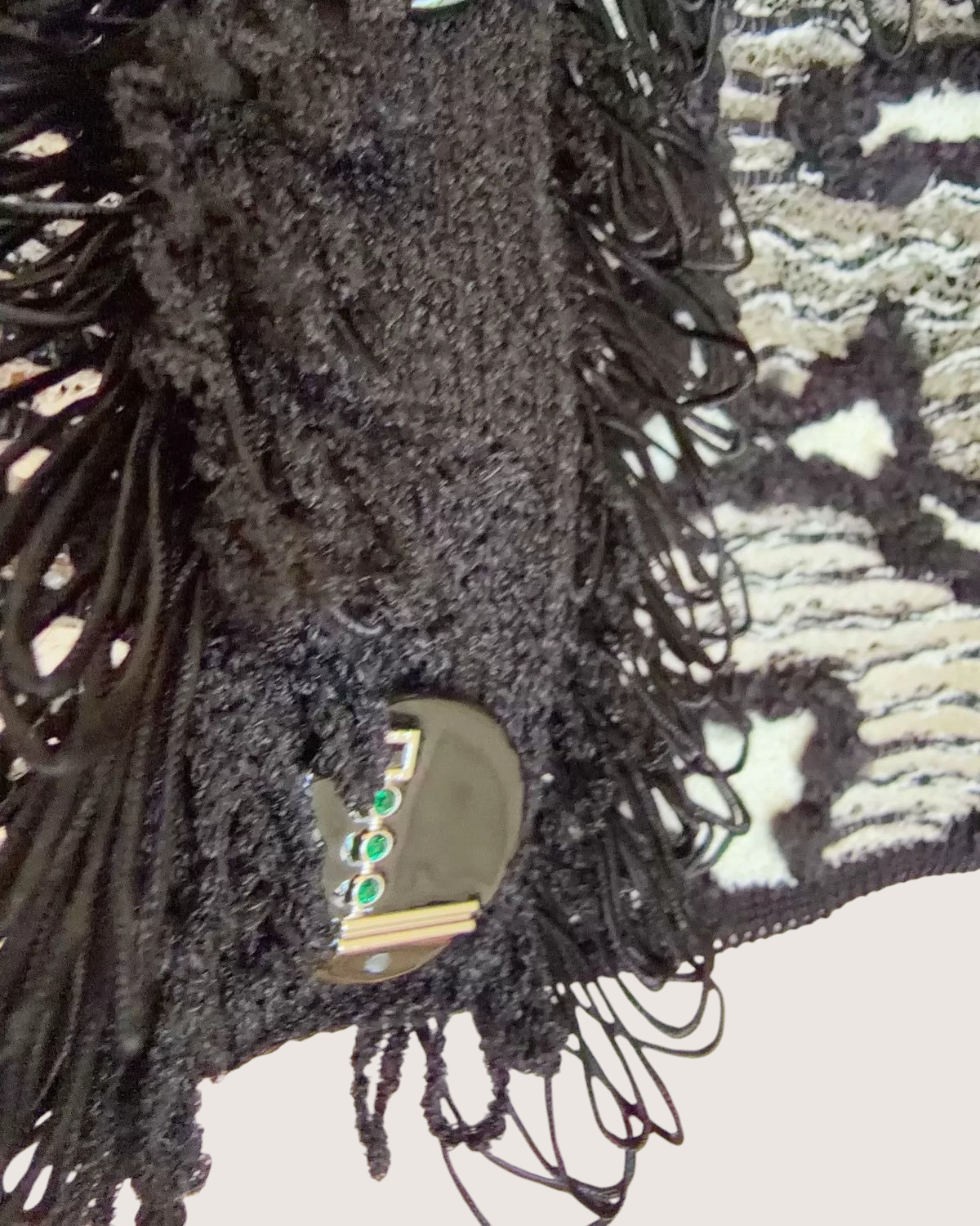 Chanel 26A Embroidered Lace Fringed Jacket Black, White FR 38