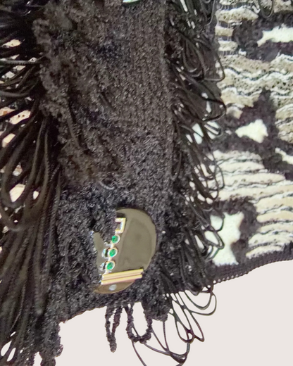 Chanel 26A Embroidered Lace Fringed Jacket Black, White FR 38