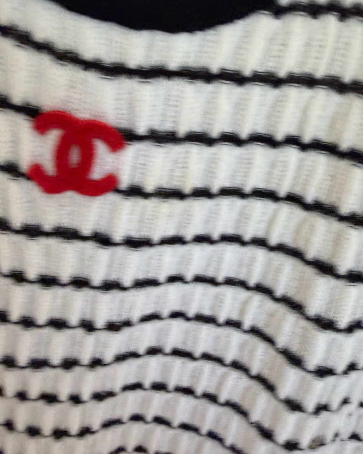 Chanel 24P Striped CC Tank Top White, Black, Red FR 38