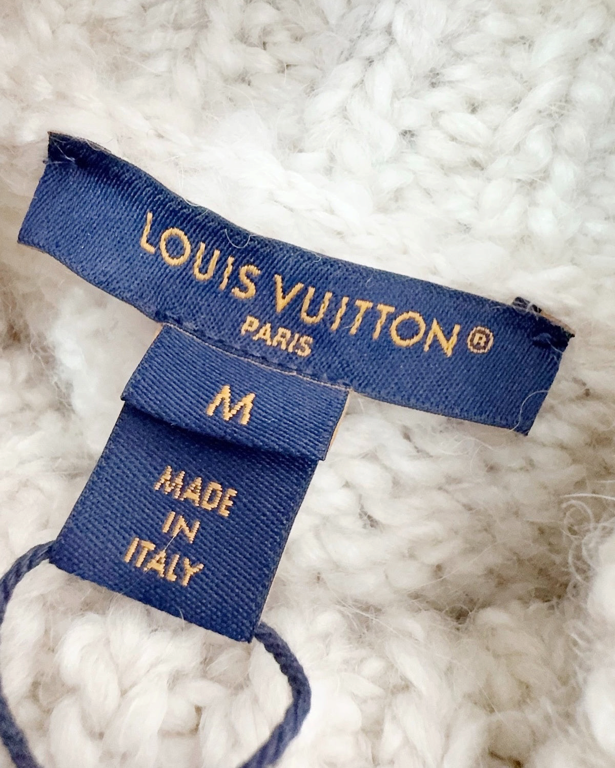 Louis Vuitton Bouclé Logo Sweater Beige/Ecru, Navy FR 38