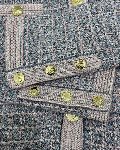 Chanel 25B Knit Tweed Cardigan Purple, Pink, Multicolor FR 38