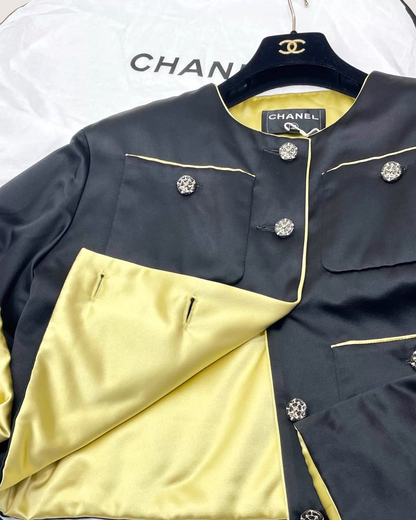 Chanel 25A Four-Pocket Jacket Black, Yellow FR 34