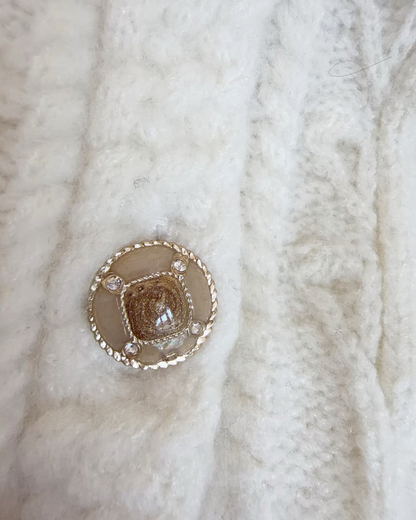 Chanel 25N Coco Neige Cashmere Cardigan Beige/Ecru FR 36
