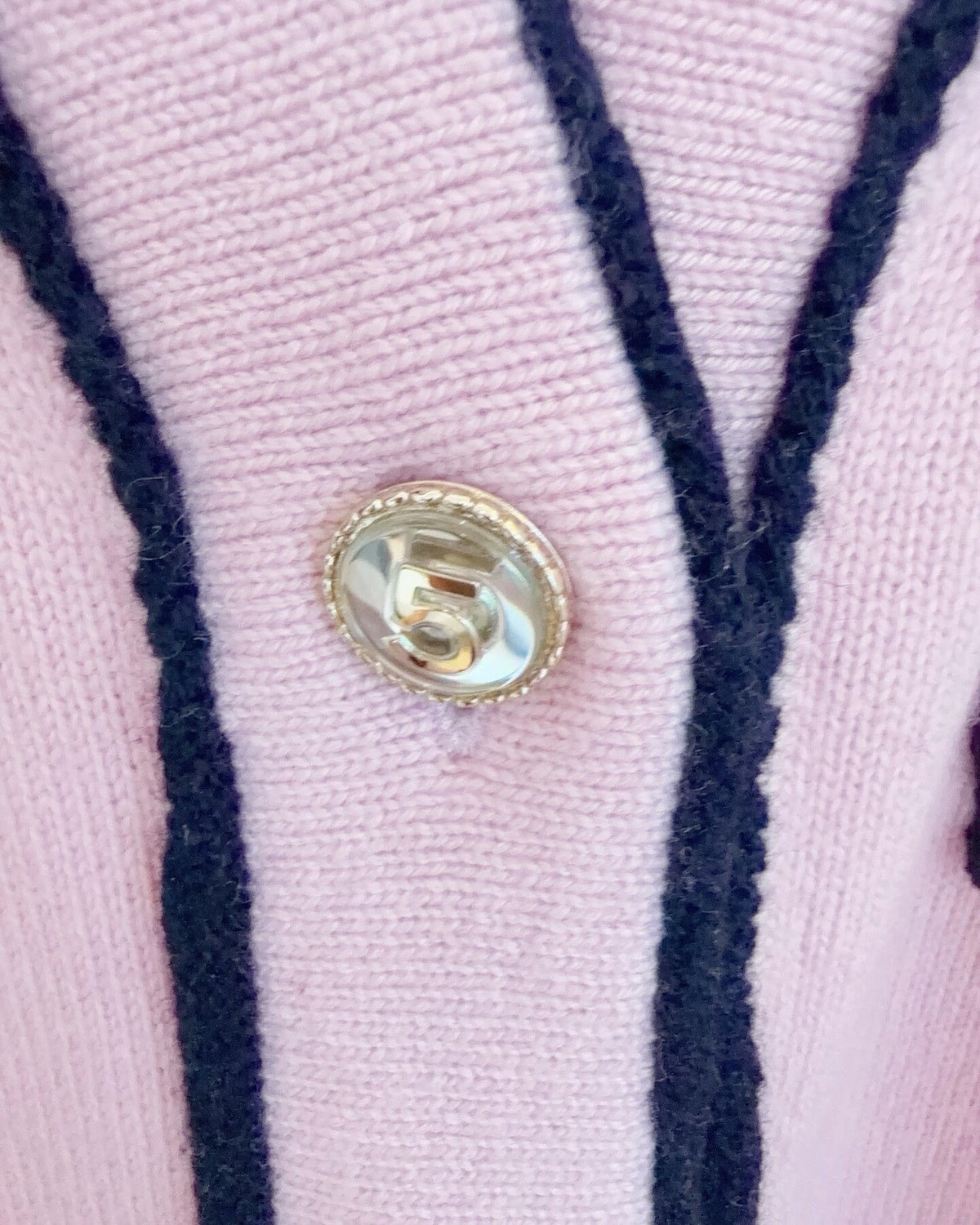 Chanel 21S Cashmere Contrast-Trim Belted Long Cardigan Pink, Navy FR 36