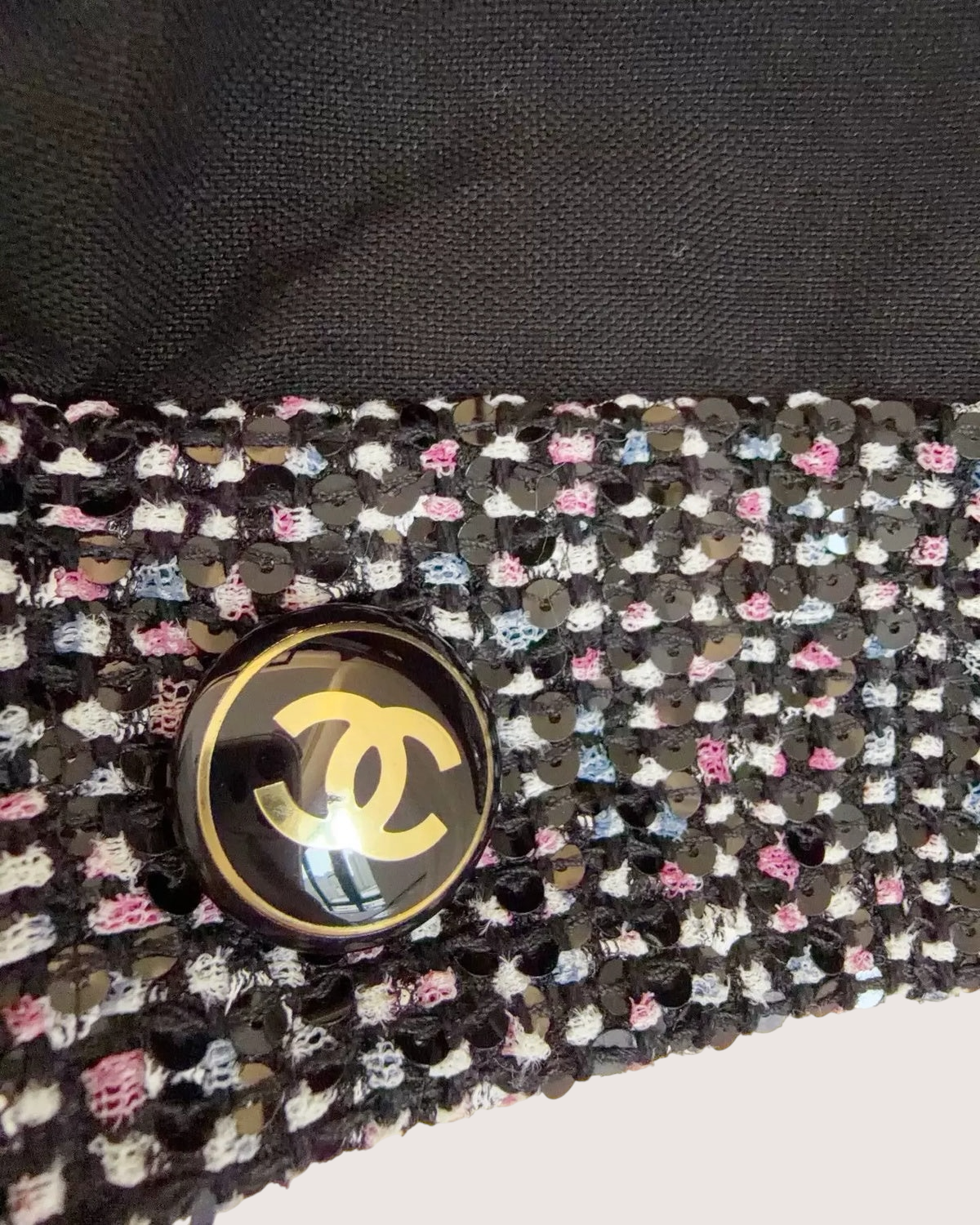 Chanel 23P Sequined Tweed-Trim Jacket Black FR 36