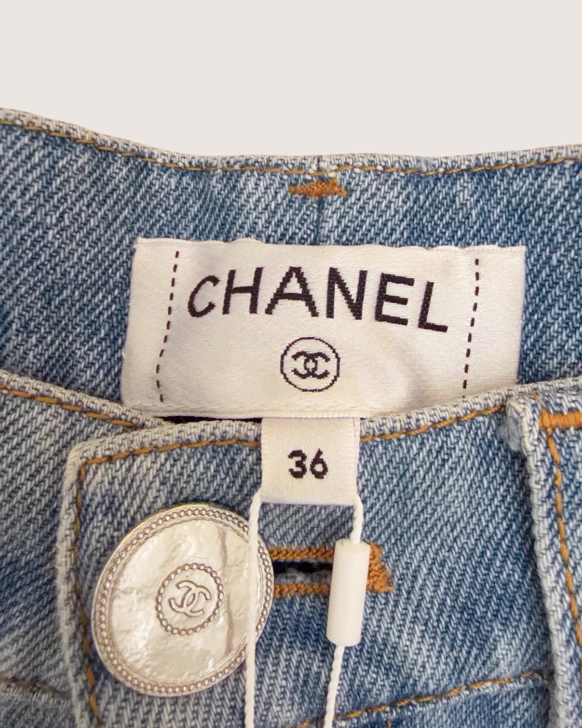 Chanel 22B Quilted Straight Denim Jeans