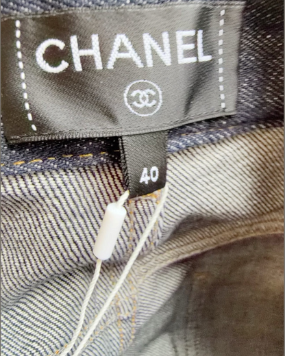Chanel 25C CC Straight Denim Jeans Navy FR 40