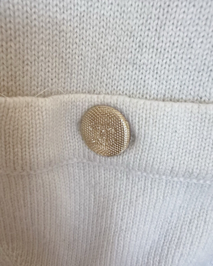 Chanel 22S Cashmere Colorblock Cardigan Beige/Ecru, Black FR 36