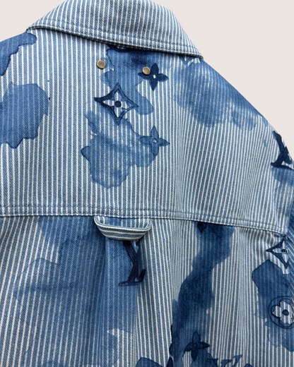Louis Vuitton Striped Monogram Denim Jacket Blue, Navy, White FR 38