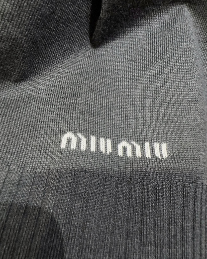 Miu Miu Pleated Mid-Length Skirt Grey, White FR 38