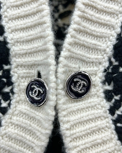 Chanel 21A Cashmere Floral Bobble-Stitch Vest Black, Beige/Ecru FR 34