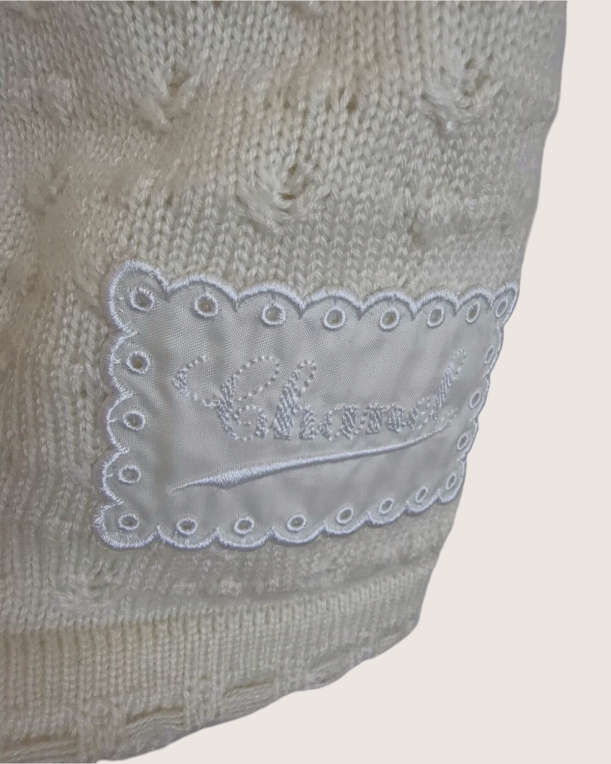 Chanel 25P Pointelle Top Beige/Ecru FR 36