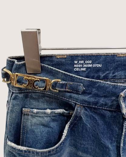 Celine Triomphe Wide-Leg Denim Jeans Blue FR 36
