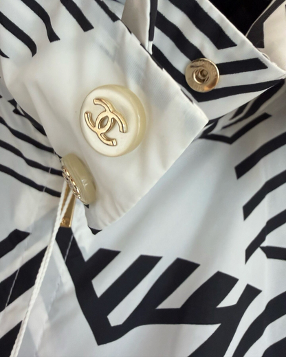 Chanel 23M Coco Beach Star-Stripe Cropped Jacket Black, White FR 36