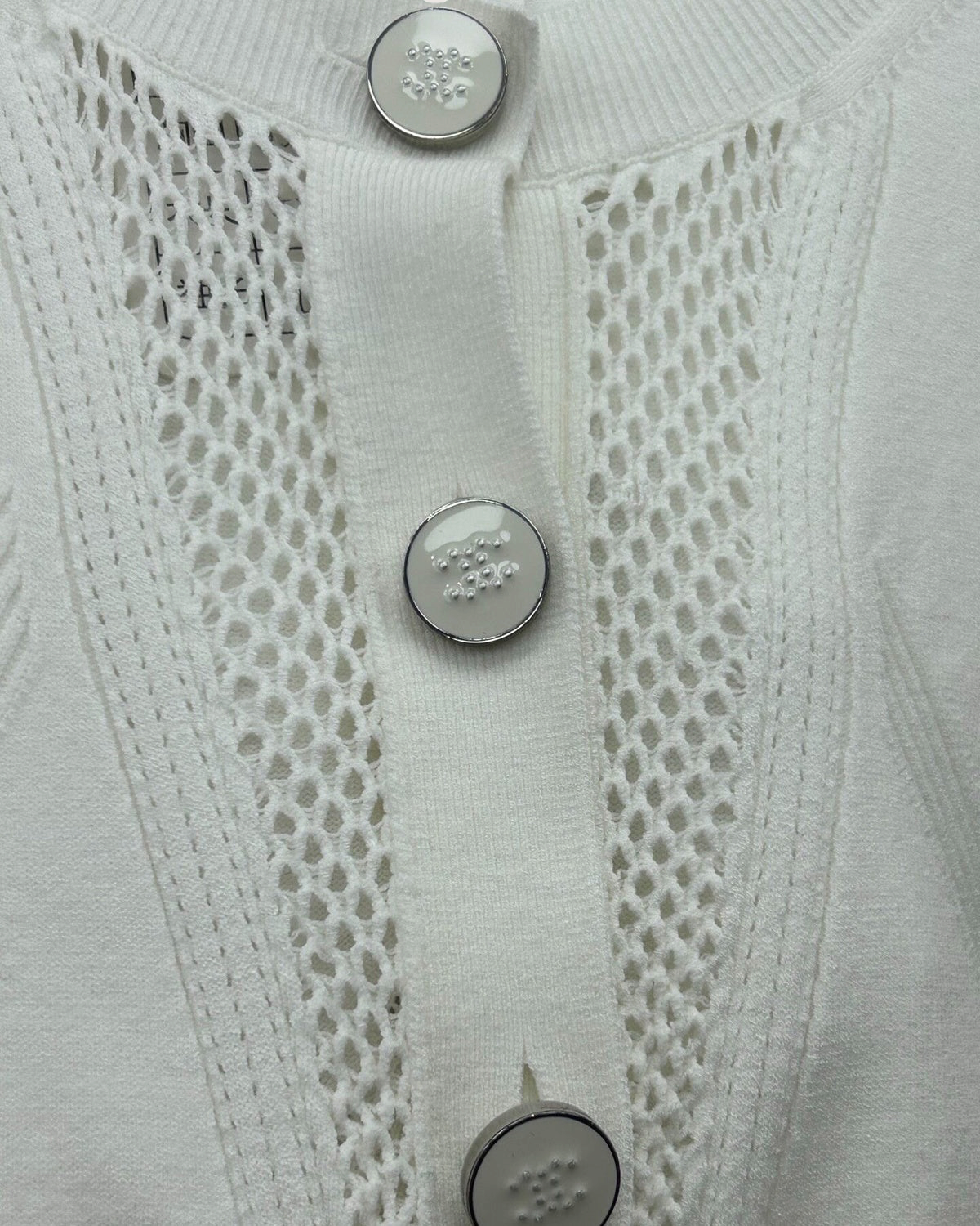 Chanel 24B Openwork Panelled Cardigan White FR 38