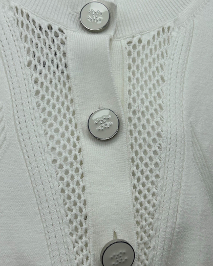 Chanel 24B Openwork Panelled Cardigan White FR 38