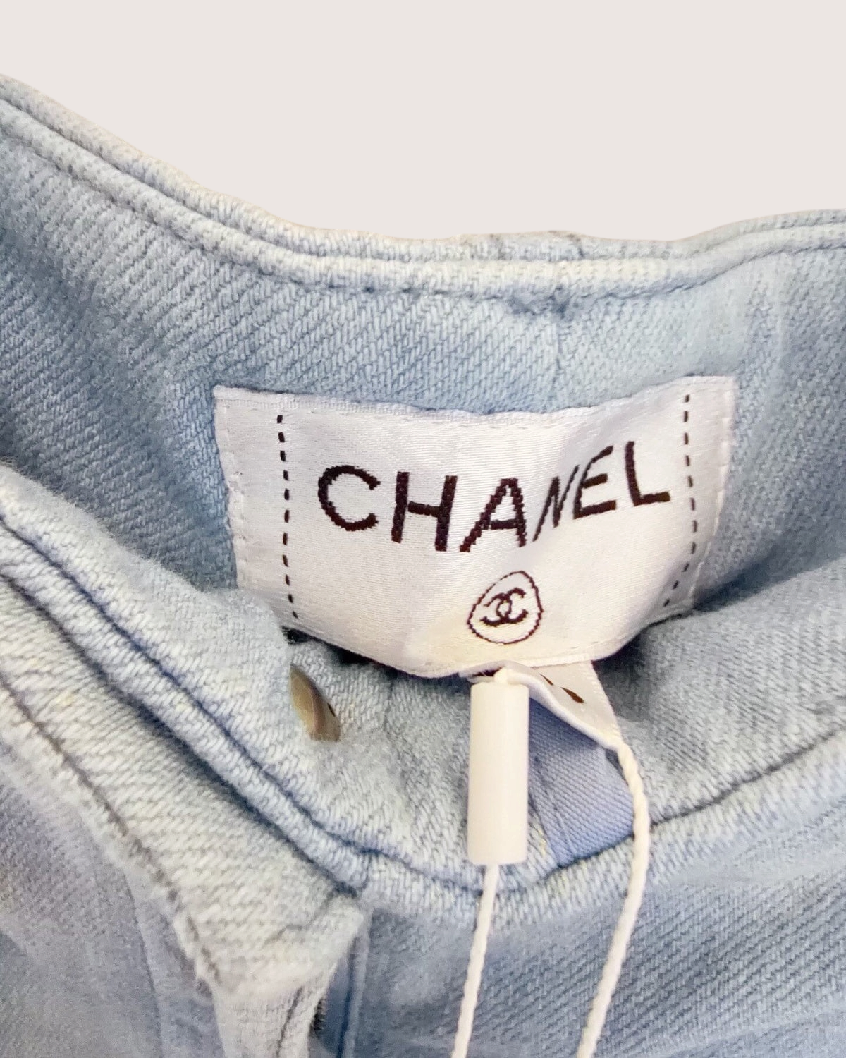 Chanel 26C Wide-Leg Denim Jeans Blue, White FR 38