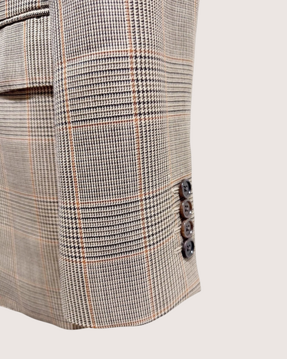 Celine Glen-Check Wool Jacket Beige/Ecru, Grey, Multicolor