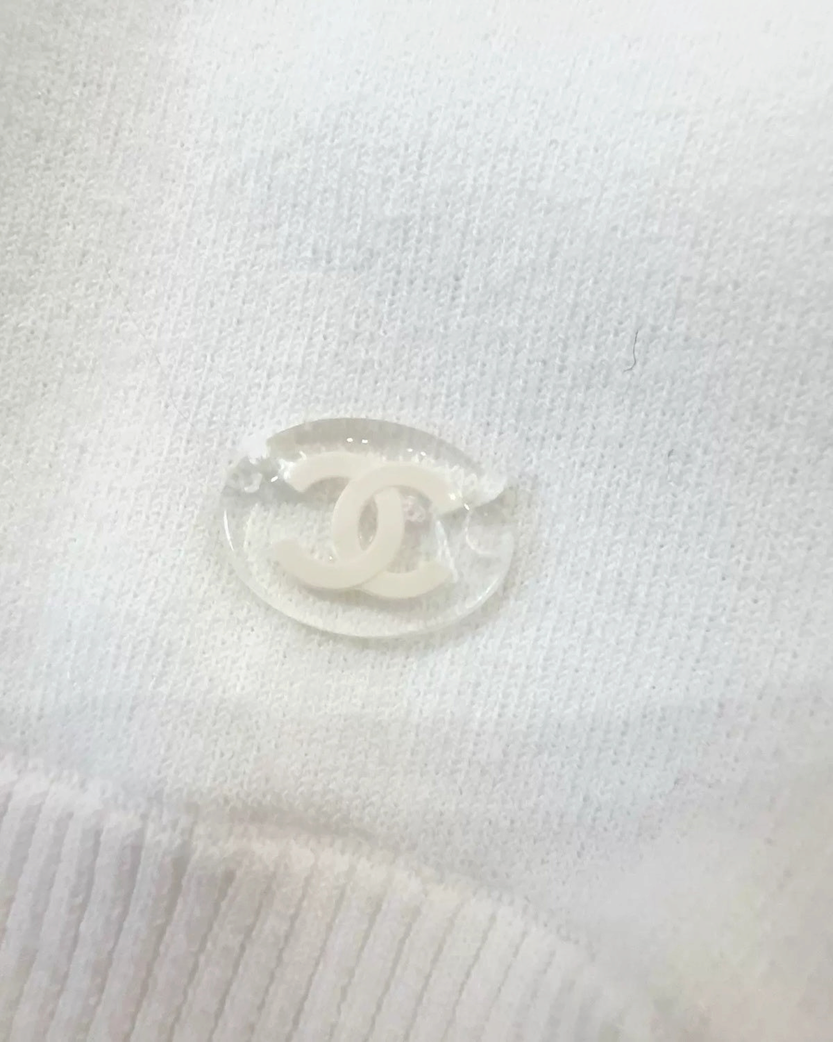 Chanel 18S Crystal Cutout Short-Sleeve Sweater White FR 34