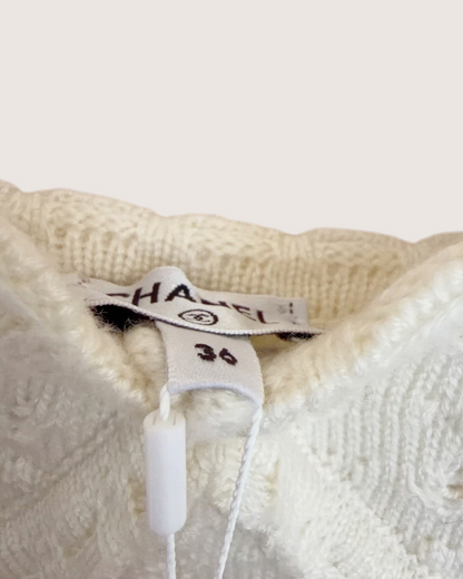Chanel 25P Cashmere Scalloped Camisole Top Beige/Ecru FR 36