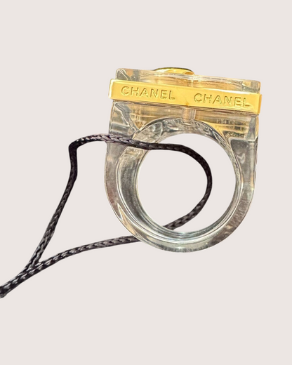 Chanel 23S Clear Acrylic CC Ring Gold, White One Size