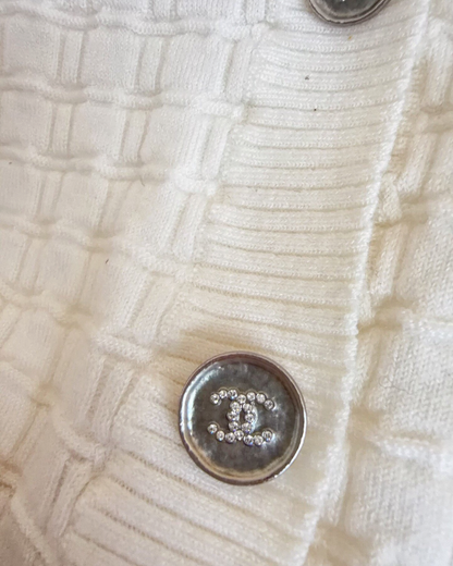 Chanel 23B Cashmere Flared-Cuff Cardigan Beige/Ecru FR 34