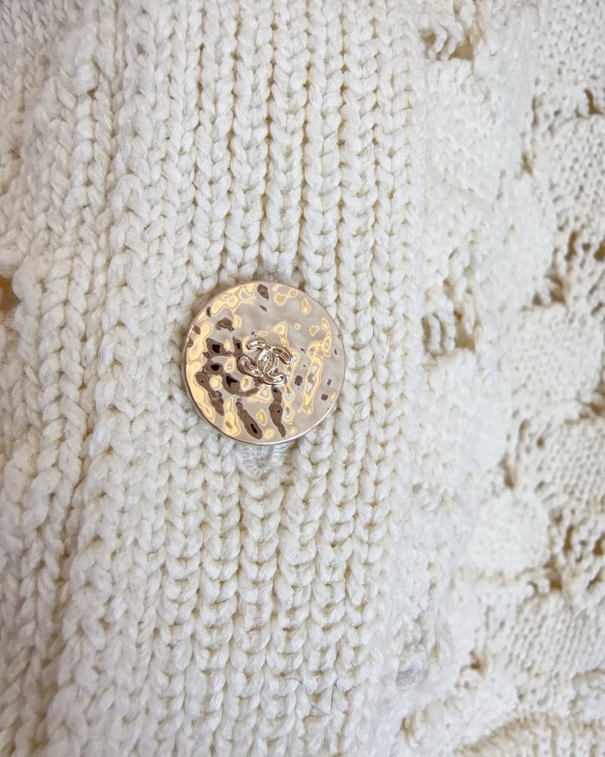 Chanel 26M Coco Beach Crochet Openwork Cardigan Beige/Ecru FR 38