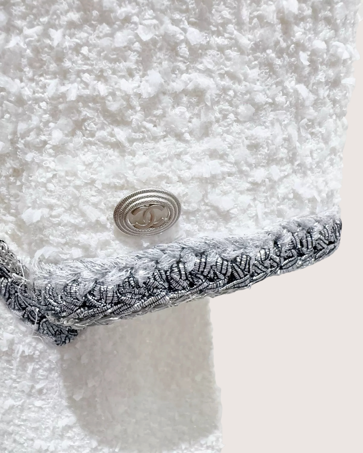 Chanel 20S Tweed Coat White, Grey FR 34