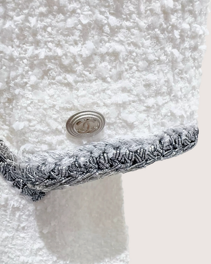 Chanel 20S Tweed Coat White, Grey FR 34