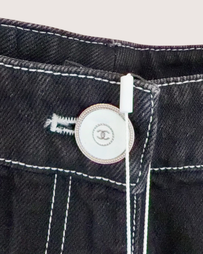 Chanel 23B Denim Flare Jeans Black FR 34