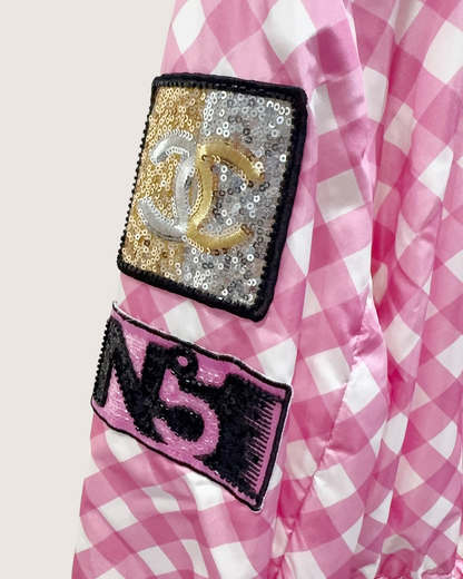 Chanel 23C Gingham Badge Jacket Pink, White, Multicolor FR 38