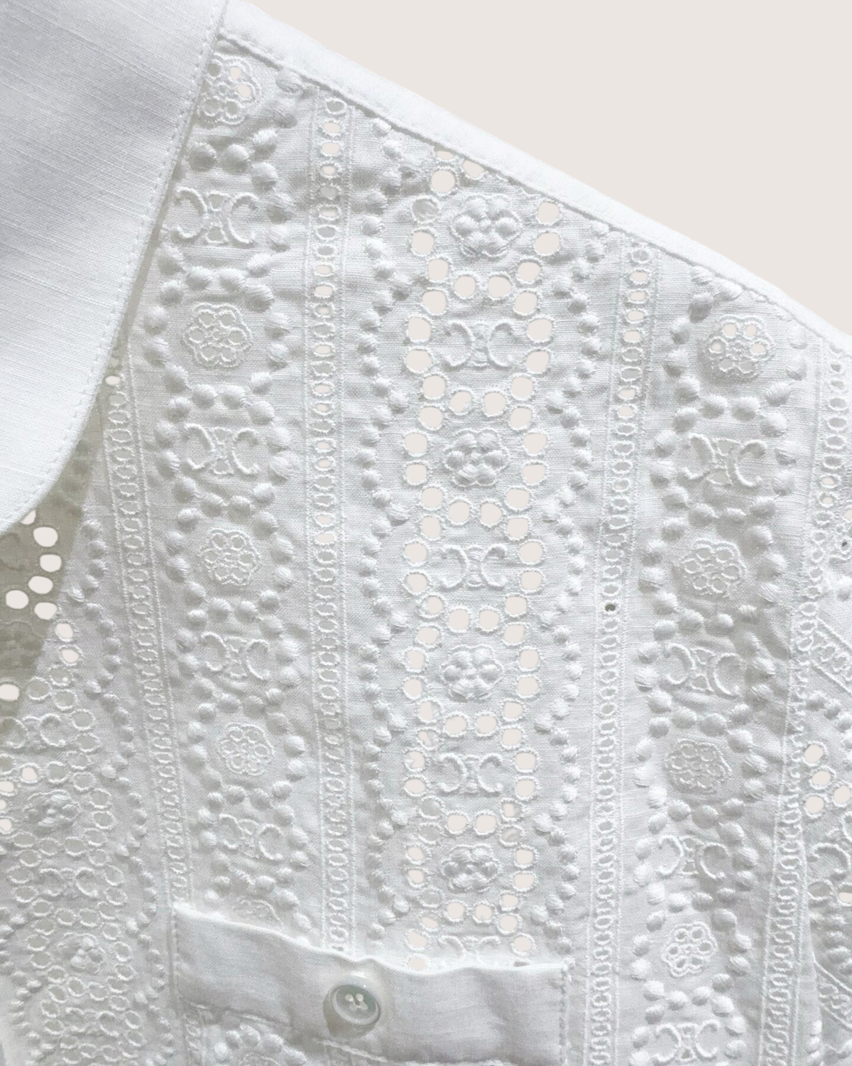 Celine Triomphe Eyelet Short-Sleeve Shirt White FR 38