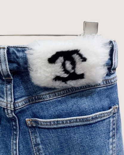 Chanel 23N Coco Neige Straight Denim Jeans Blue FR 34