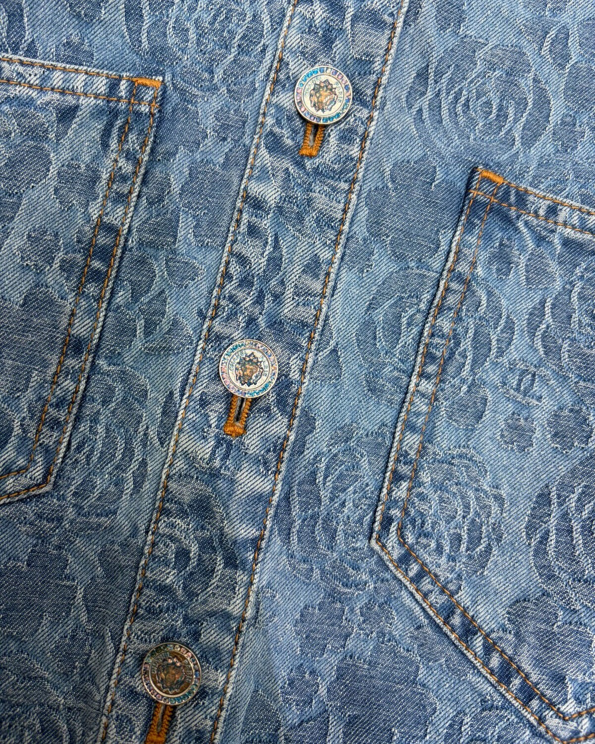 Chanel 23P Camellia Denim Vest Blue FR 34