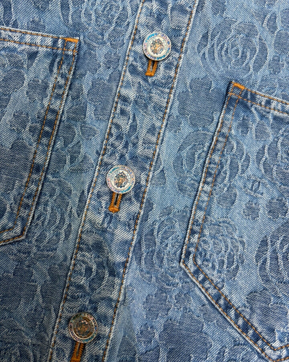 Chanel 23P Camellia Denim Vest Blue FR 34