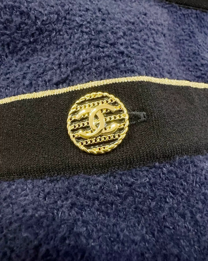 Chanel Bouclé CC Mini Skirt Navy, Black, Gold FR 34