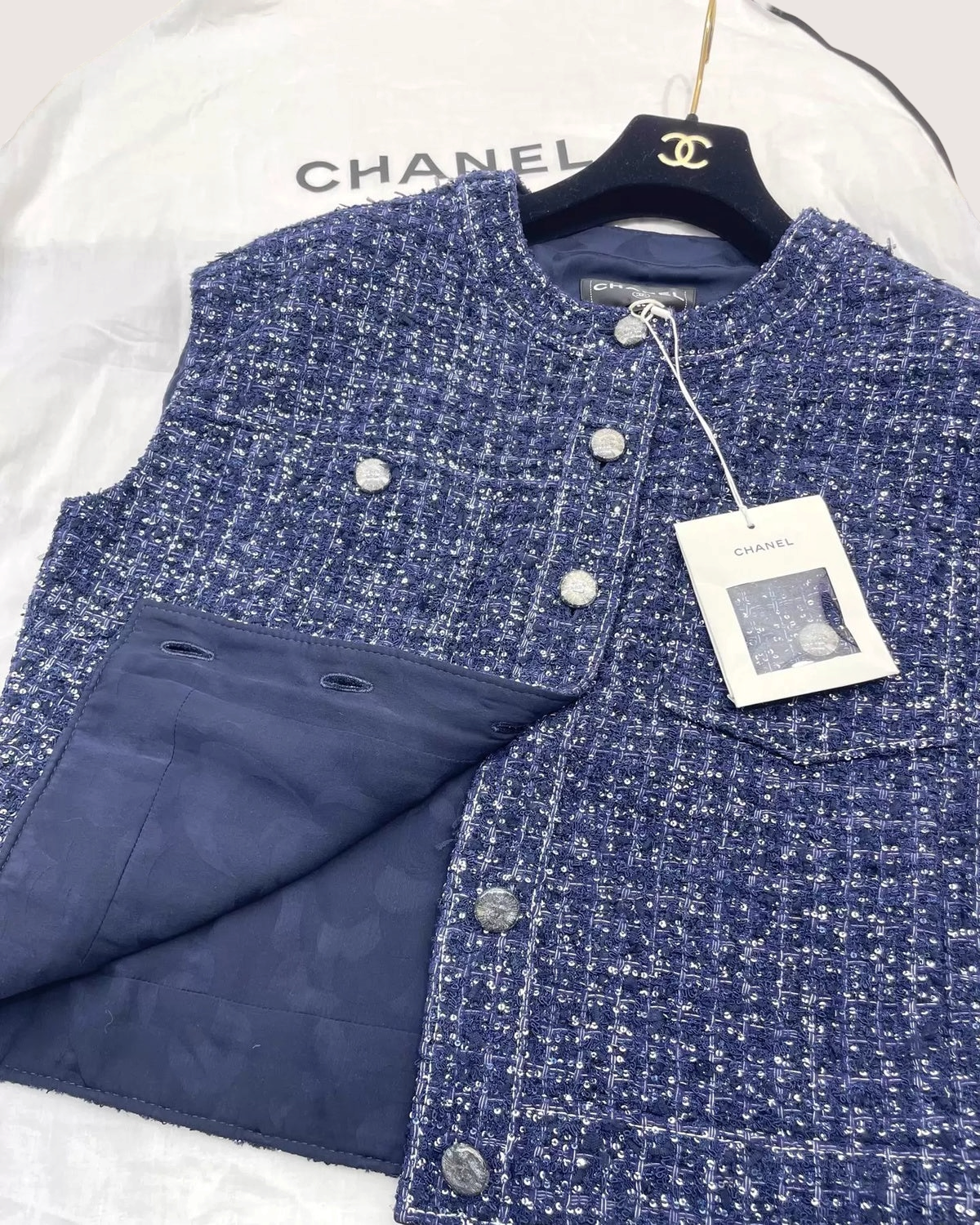 Chanel 25P Sequin Tweed Vest