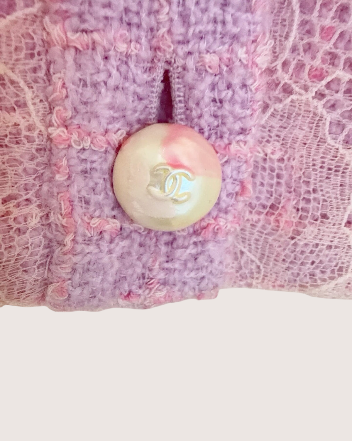Chanel 25B Tweed Camellia Lace Vest Pink, Purple FR 38