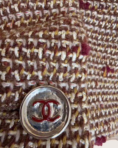 Chanel 23A Tweed Vest Brown, Burgundy FR 36