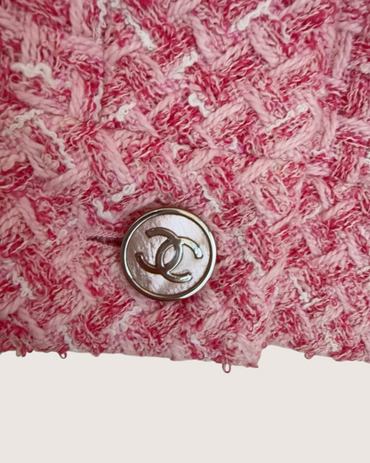 Chanel 23P Cropped Tweed Jacket Pink, White FR 38