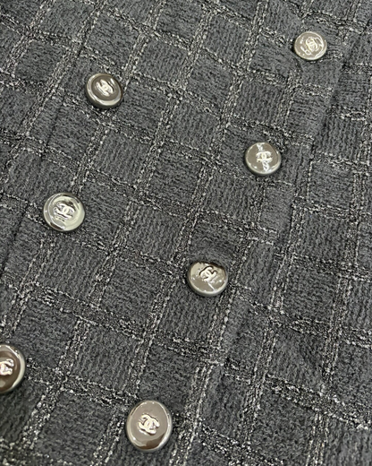 Chanel 24K Tweed Cropped Jacket Black, Grey FR 36