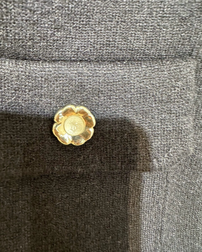 Chanel 24P Cashmere CC Cardigan Navy, White FR 38